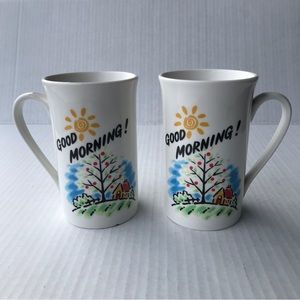 Set Of 2 “Good Morning” Coffee/Tea Mugs/Cups By Studio Nova